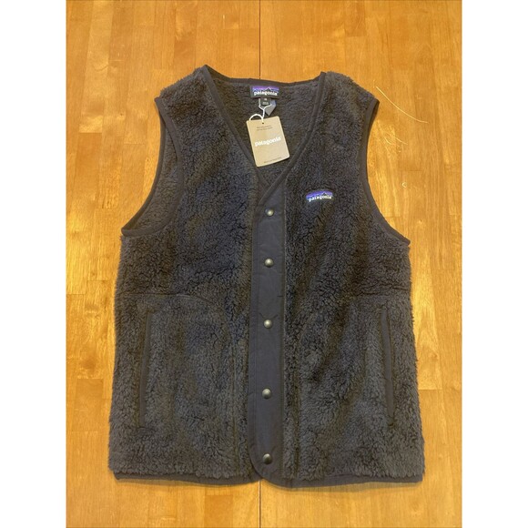 Patagonia Los Gatos Vest Men's Size XS Black Fleece Sherpa Snap Up New
